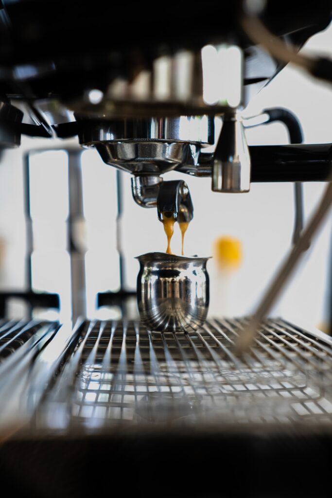 Image of espresso coffee maker with its beautiful close-up