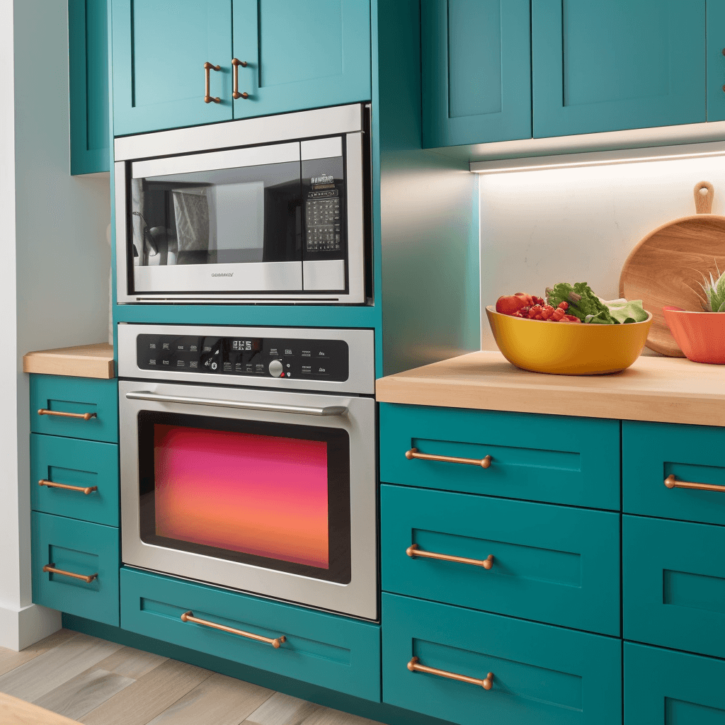 Built in Microwave Oven placed in an Indian kitchen